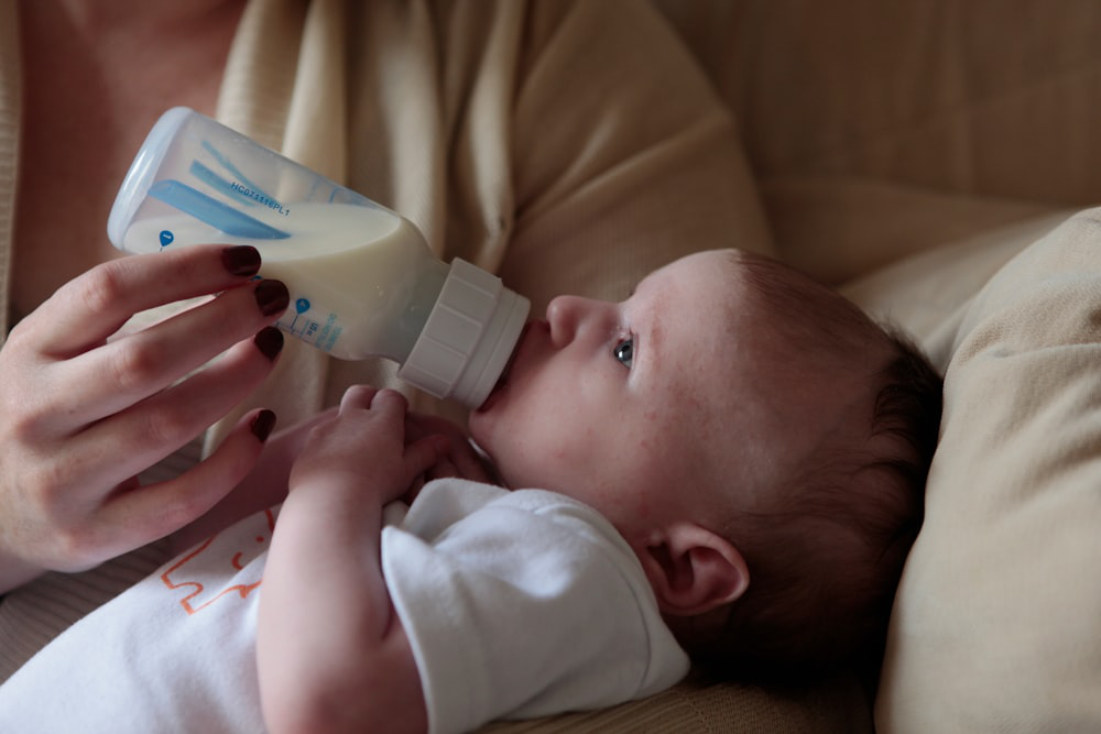 a baby having milk