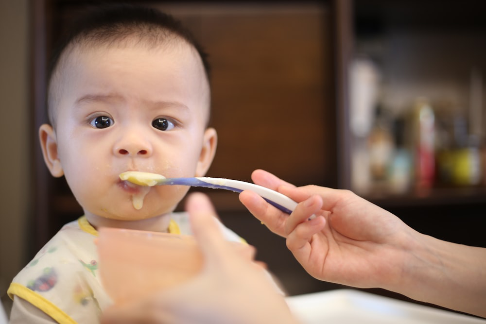 a baby eating food